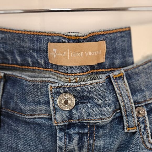 7 For All Mankind Jeans Cropped Jo Luxe Vintage Faded Blue Size 27 - Picture 3 of 9